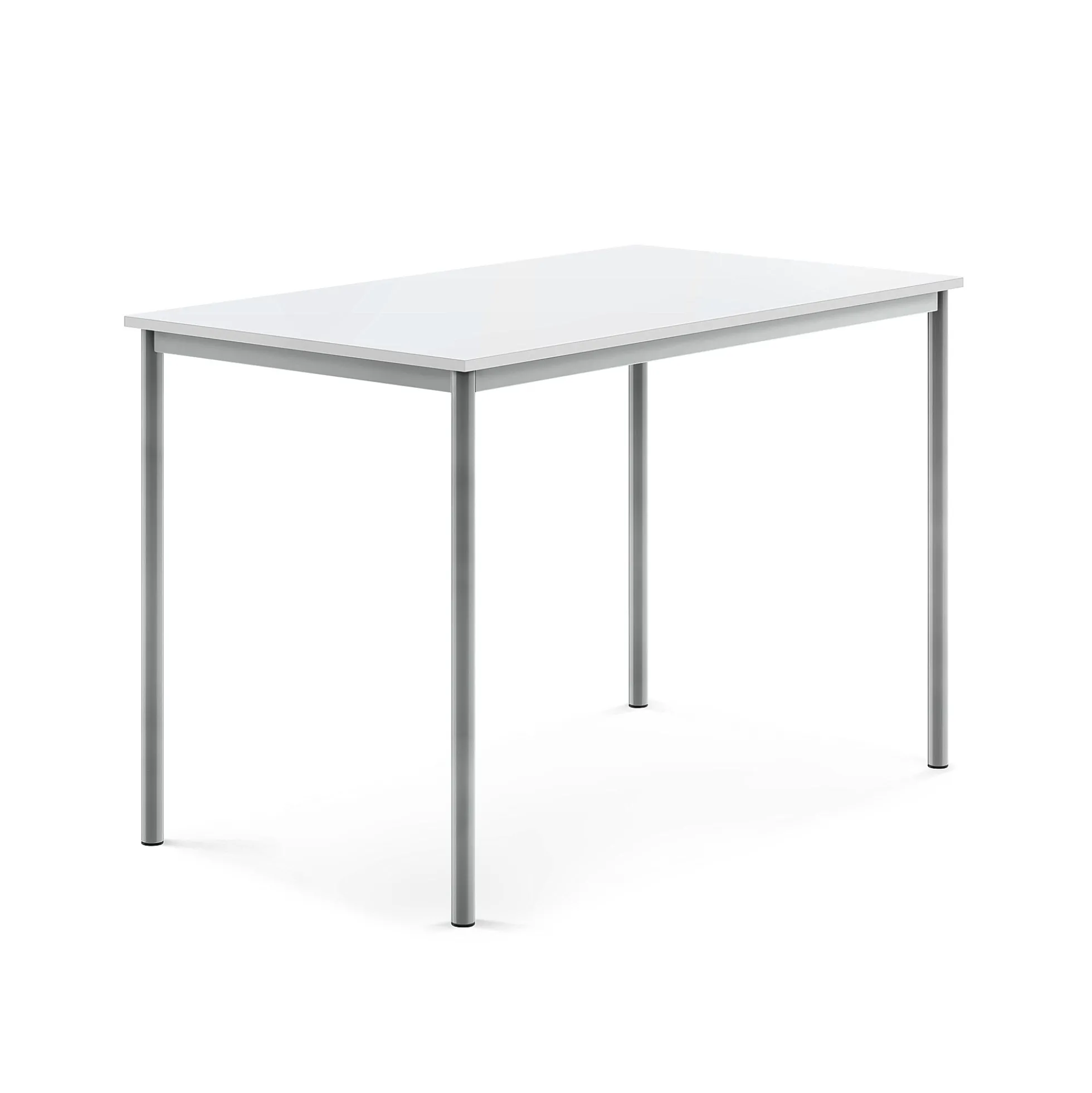 Pöytä SONITUS 1400x800x900 mm, korkeapainelaminaatti HPL, valkoinen, hopeanharmaa