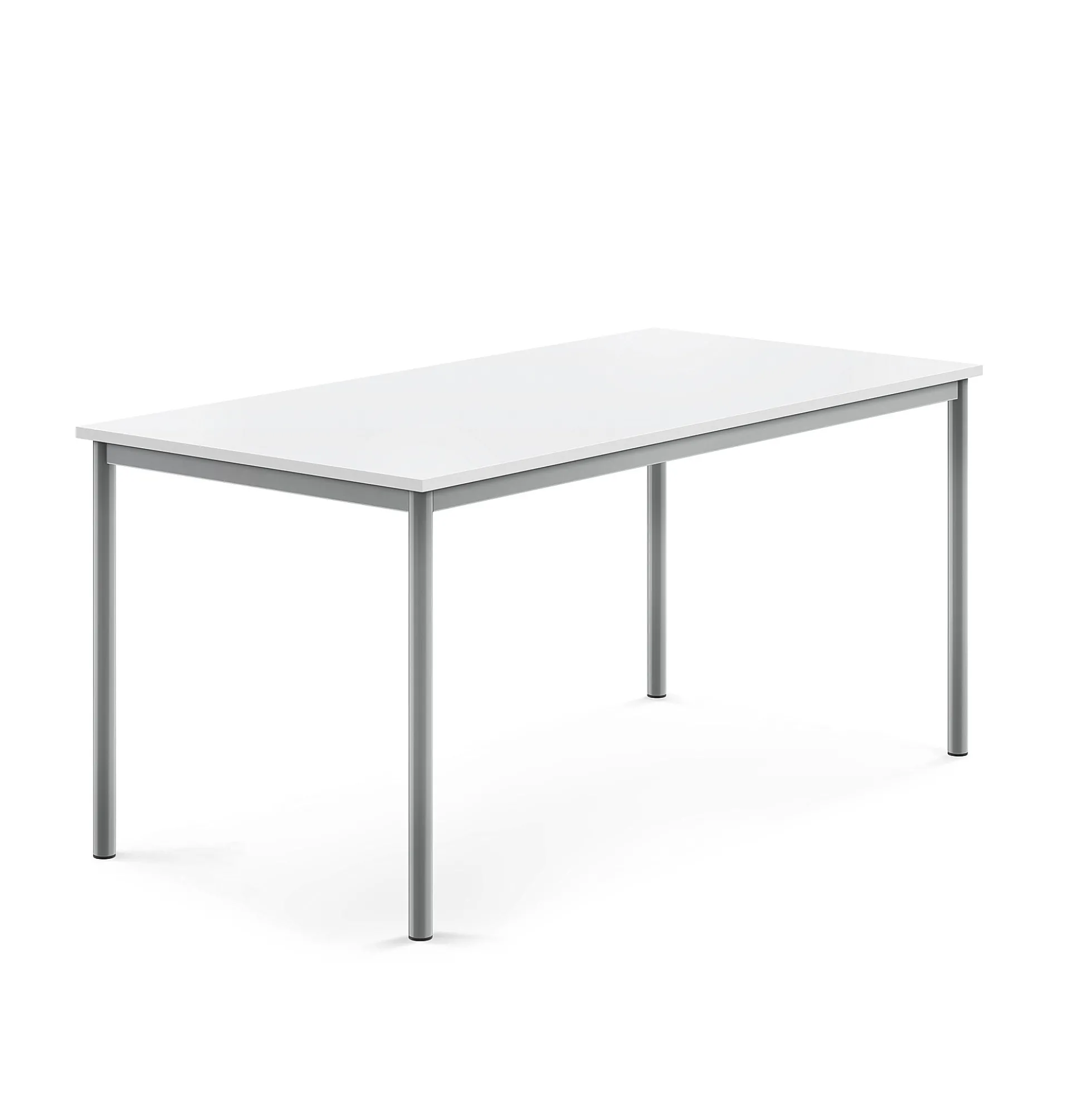 Pöytä SONITUS 1600x800x720 mm, korkeapainelaminaatti HPL, valkoinen, hopeanharmaa