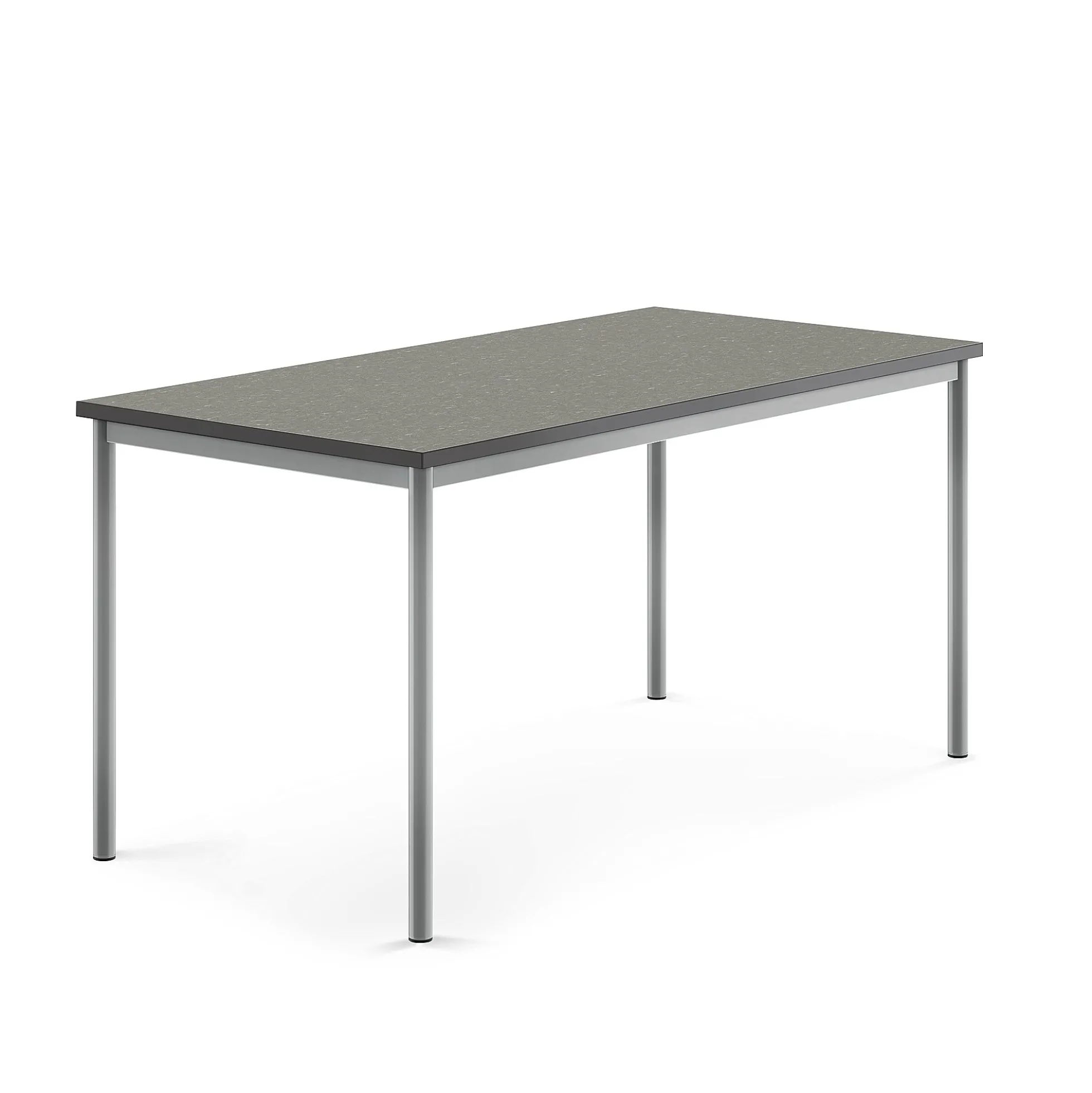 Pöytä SONITUS 1600x800x760 mm, tummanharmaa linoleumi, hopeanharmaa