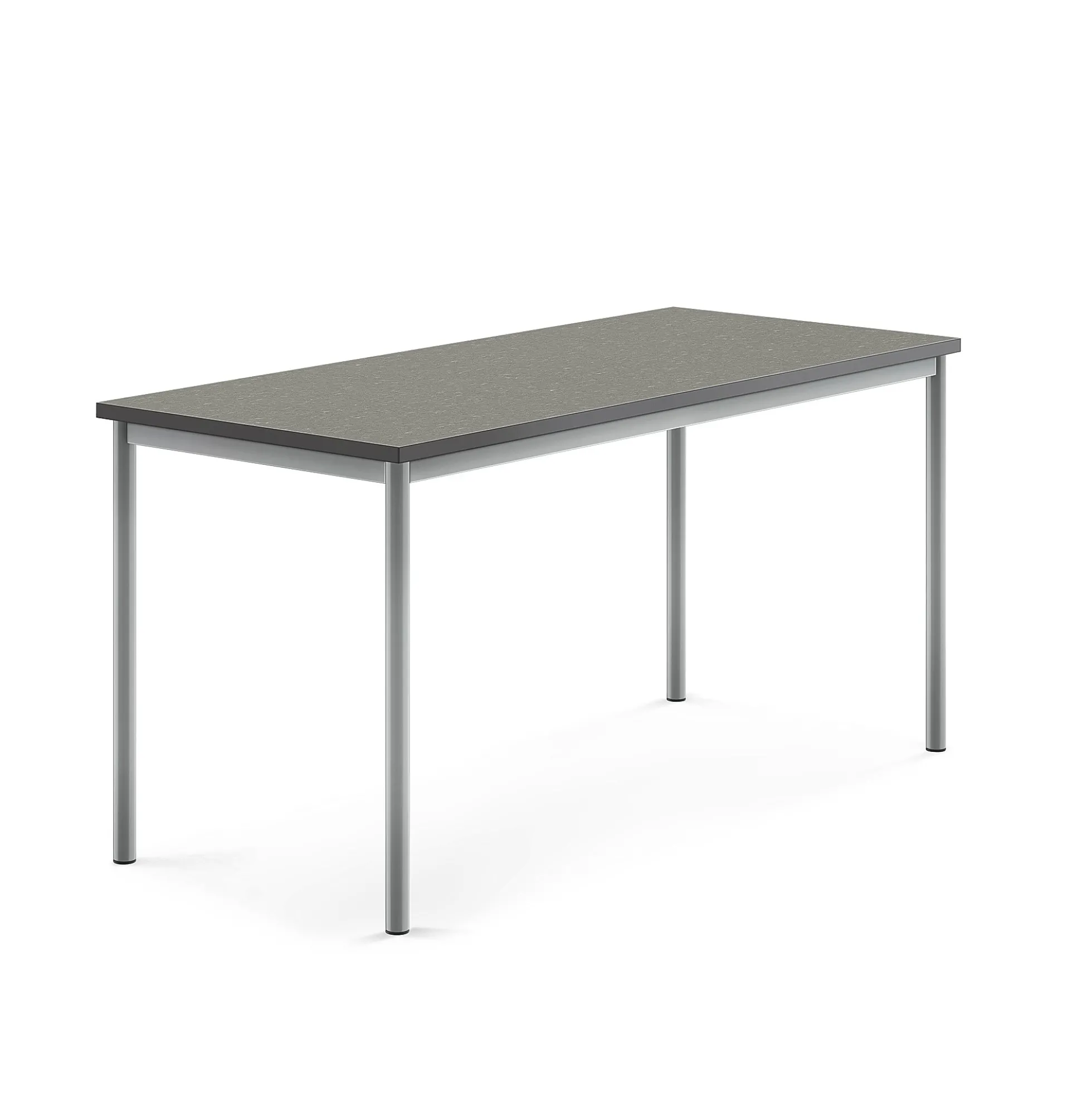 Pöytä SONITUS 1600x700x760 mm, tummanharmaa linoleumi, hopeanharmaa