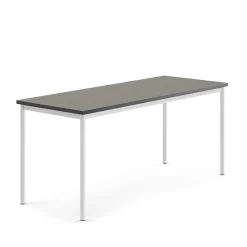 Pöytä SONITUS 1800x700x760 mm, tummanharmaa linoleumi, valkoinen