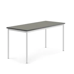 Pöytä SONITUS 1600x700x760 mm, tummanharmaa linoleumi, valkoinen