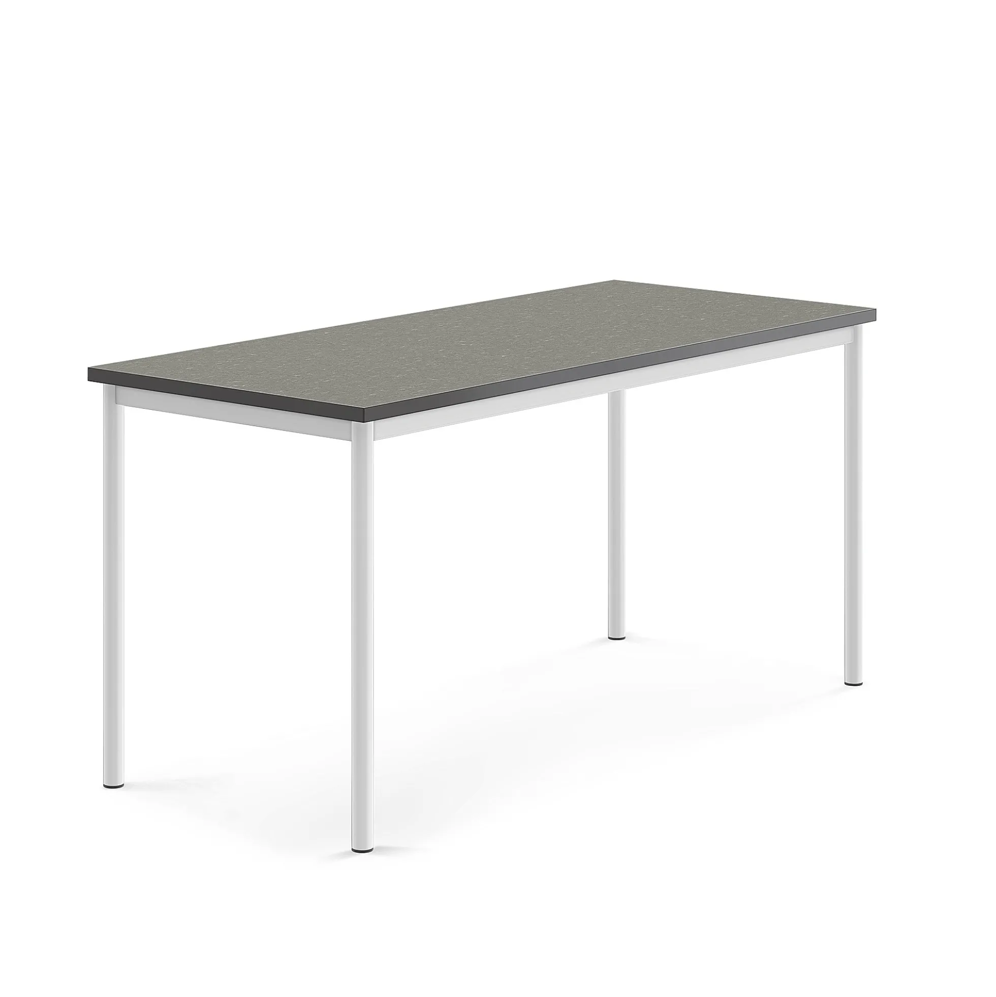 Pöytä SONITUS 1600x700x760 mm, tummanharmaa linoleumi, valkoinen