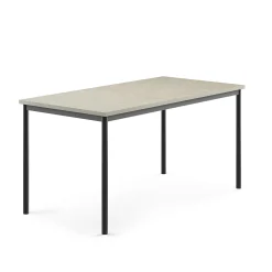 Pöytä SONITUS 1600x800x760 mm, vaaleanharmaa linoleumi, antrasiitinharmaa