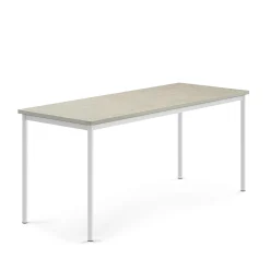Pöytä SONITUS 1800x700x760 mm, vaaleanharmaa linoleumi, valkoinen