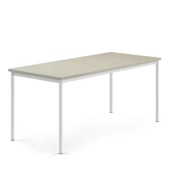 Pöytä SONITUS 1800x800x760 mm, vaaleanharmaa linoleumi, valkoinen