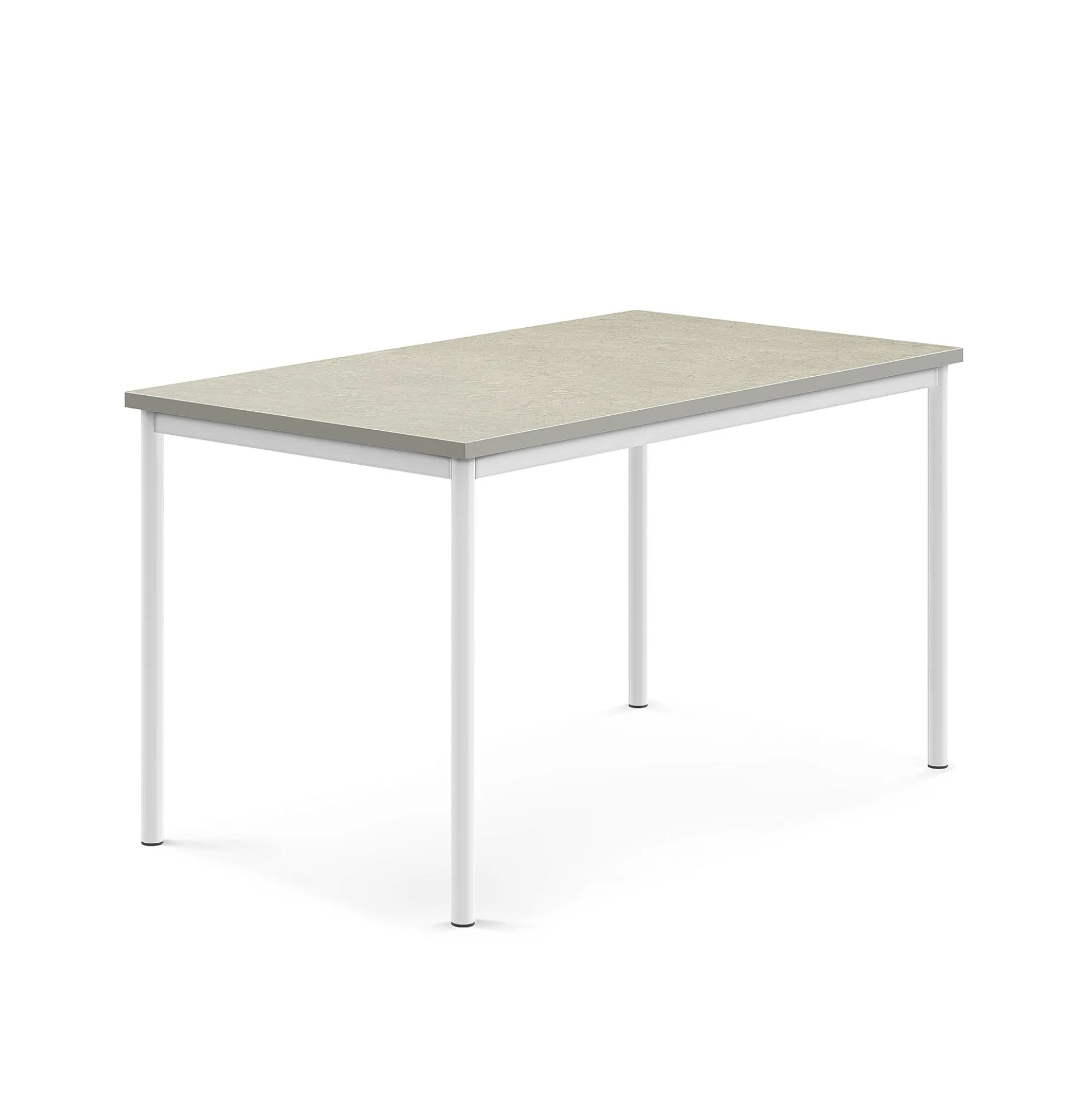 Pöytä SONITUS 1400x800x760 mm, vaaleanharmaa linoleumi, valkoinen