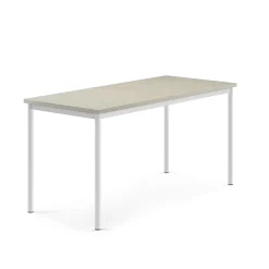 Pöytä SONITUS 1600x700x760 mm, vaaleanharmaa linoleumi, valkoinen