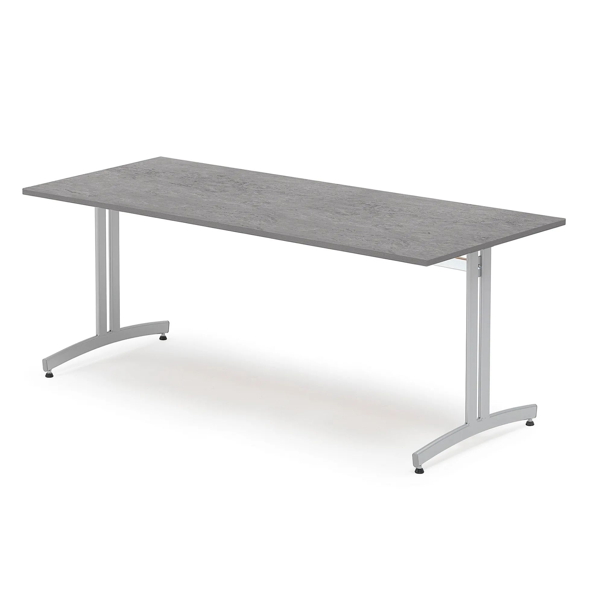 Pöytä 1800x800x720 mm, tummanharmaa linoleumi, alumiininharmaa