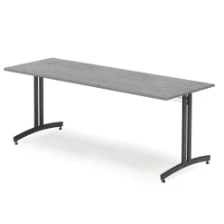 Pöytä 1800x700x720 mm, tummanharmaa linoleumi, musta