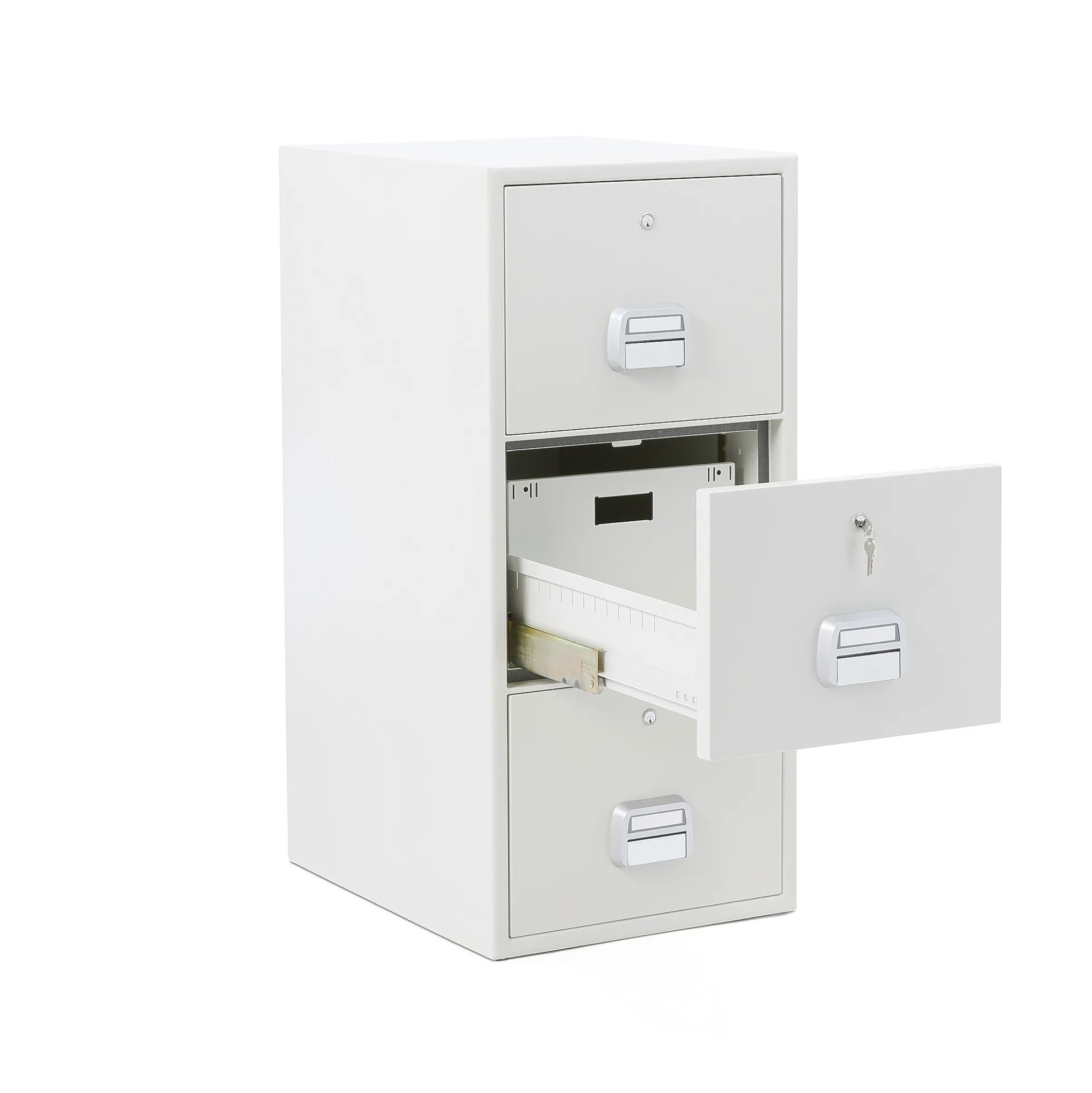 Riippukansiokaappi SHELL Palosuojattu 90 min., avainlukko, A4/Foolscap, 3 laatikkoa, 1130x520x680 mm