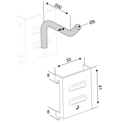 Ripustuskoukku Pituus: 200 mm, 5 kpl
