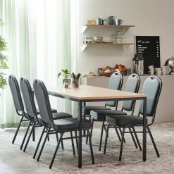 Ruokailuryhmä JAMIE+ HARTFORD Pöytä + 6 tuolia, pyökki, musta skai