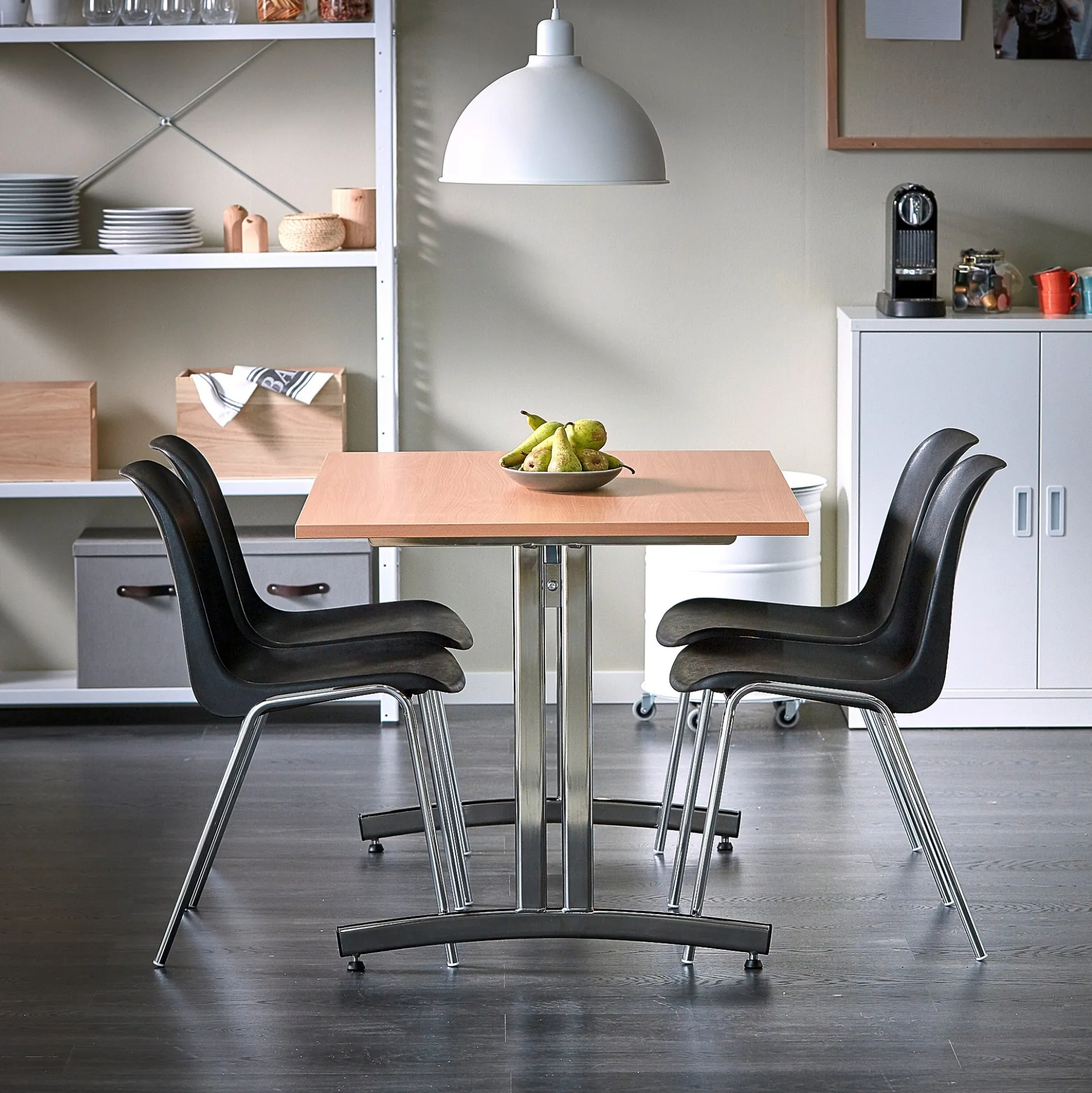 Ruokapöytä SANNA 1200x800x720 mm, kromi/pyökki