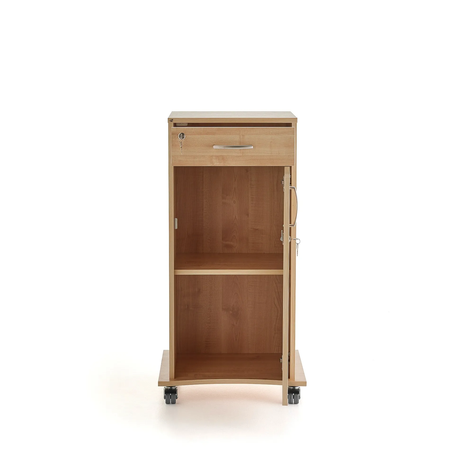 Seisomapulpetti laatikolla ja isolla kaapilla Koivu