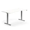 Sähköpöytä FLEXUS Kaareva pöytälevy, 1600x800 mm, hopeanharmaa jalusta, valkoinen