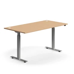 Sähköpöytä FLEXUS Suora pöytälevy, 1600x800 mm, hopeanharmaa jalusta, pyökki