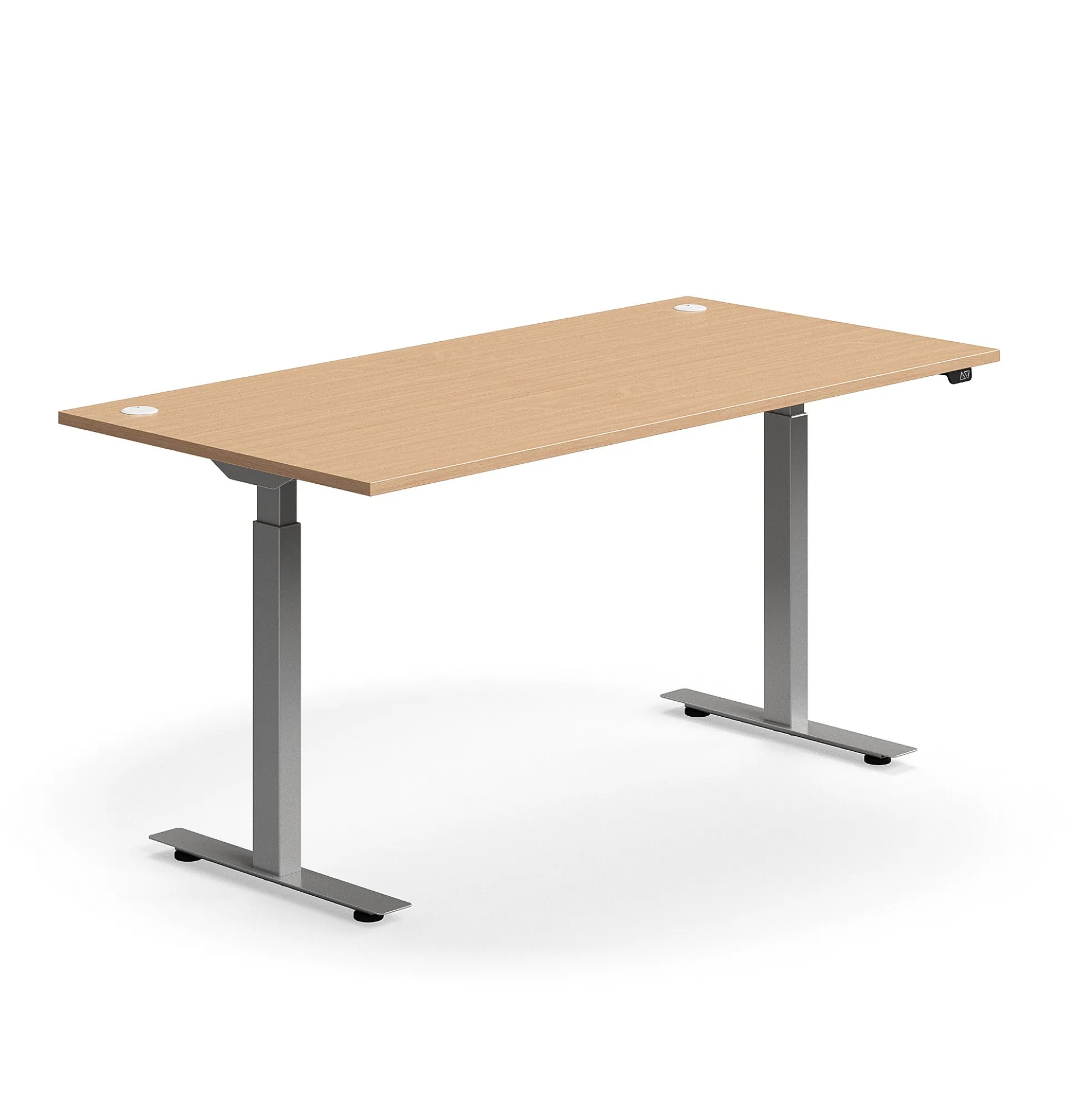 Sähköpöytä FLEXUS Suora pöytälevy, 1600x800 mm, hopeanharmaa jalusta, pyökki