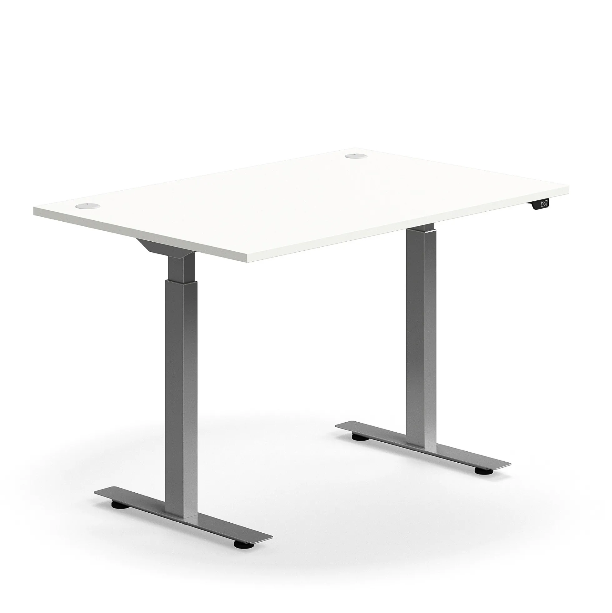 Sähköpöytä FLEXUS Suora pöytälevy, 1200x800 mm, hopeanharmaa jalusta, valkoinen