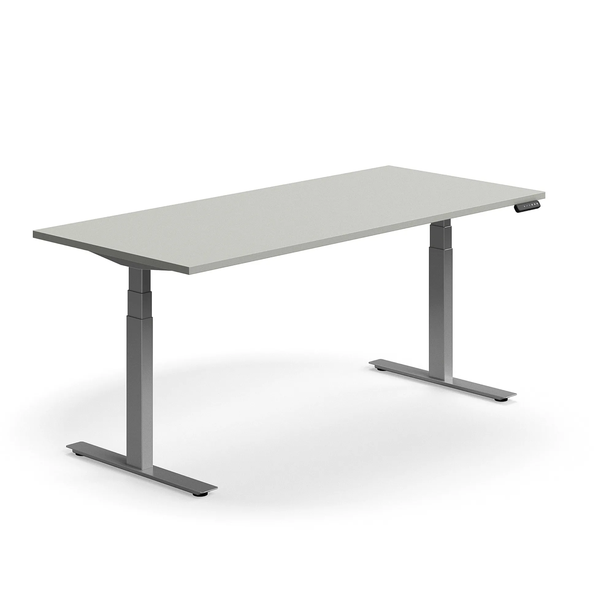 Sähköpöytä QBUS Suora pöytälevy, 1800x800 mm, hopeanharmaa jalusta, vaaleanharmaa