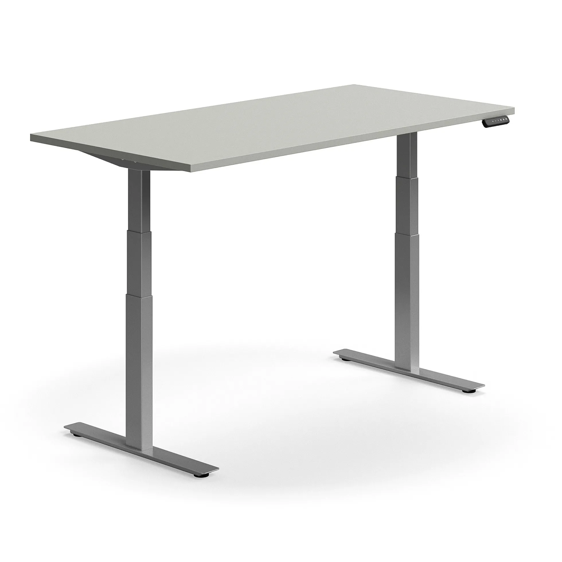 Sähköpöytä QBUS Suora pöytälevy, 1600x800 mm, hopeanharmaa jalusta, vaaleanharmaa