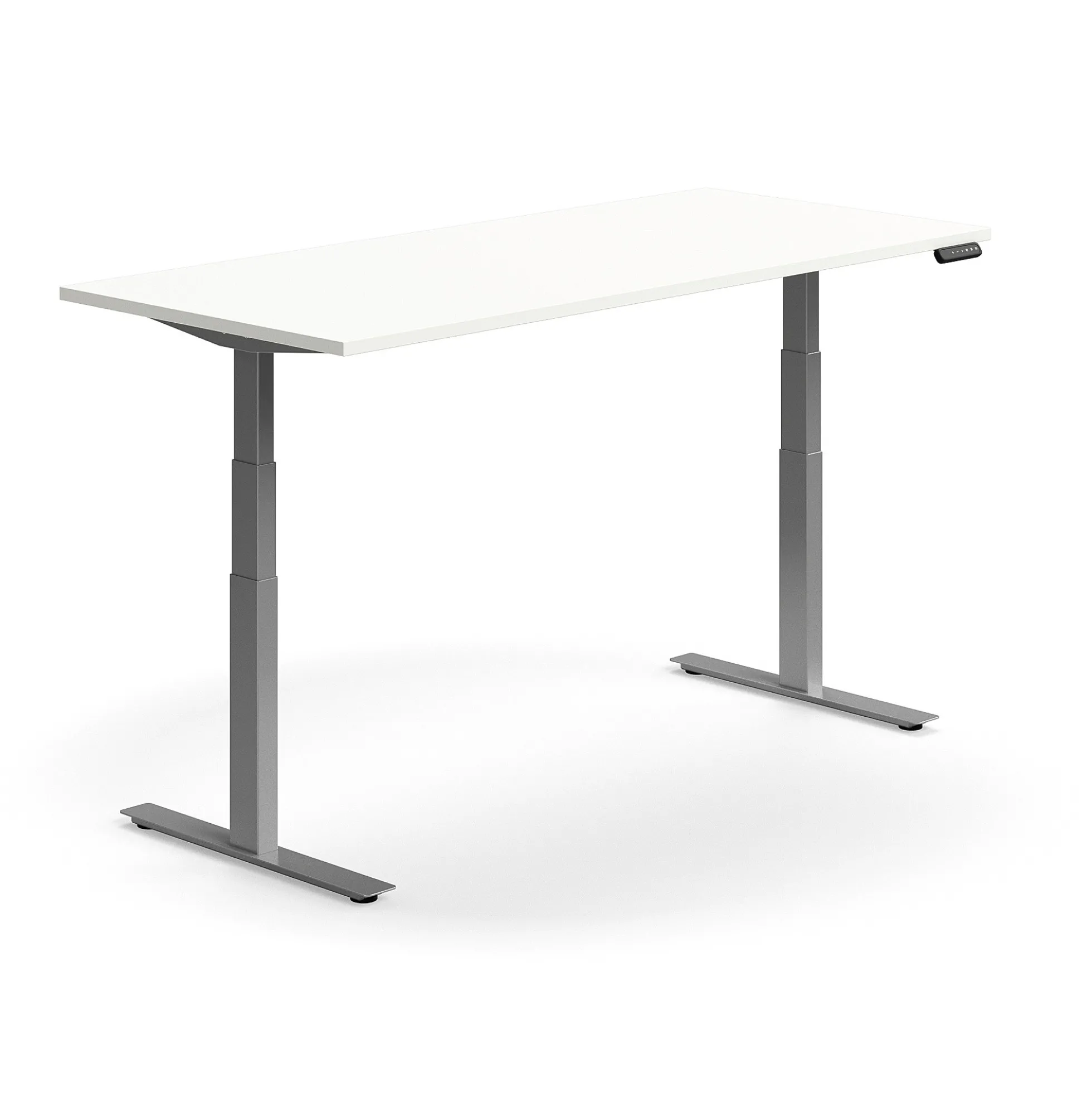 Sähköpöytä QBUS Suora pöytälevy, 1800x800 mm, hopeanharmaa jalusta, valkoinen