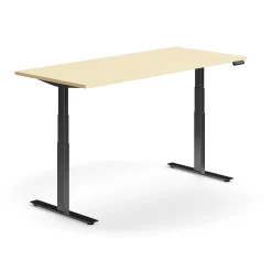 Sähköpöytä QBUS Suora pöytälevy, 1800x800 mm, musta jalusta, koivu