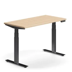 Sähköpöytä QBUS Suora pöytälevy, 1200x600 mm, musta jalusta, tammi