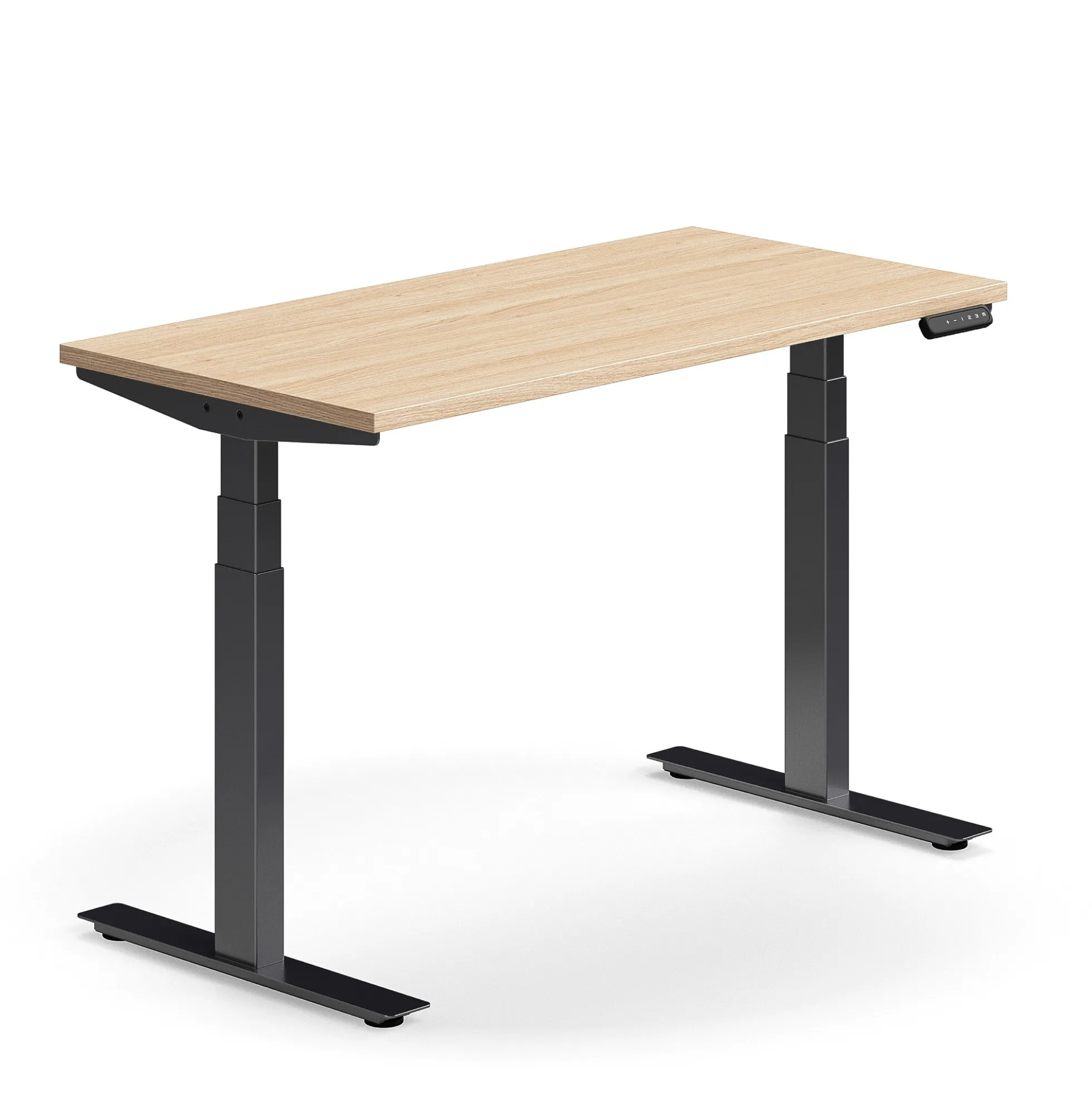 Sähköpöytä QBUS Suora pöytälevy, 1200x600 mm, musta jalusta, tammi