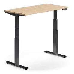 Sähköpöytä QBUS Suora pöytälevy, 1200x600 mm, musta jalusta, tammi