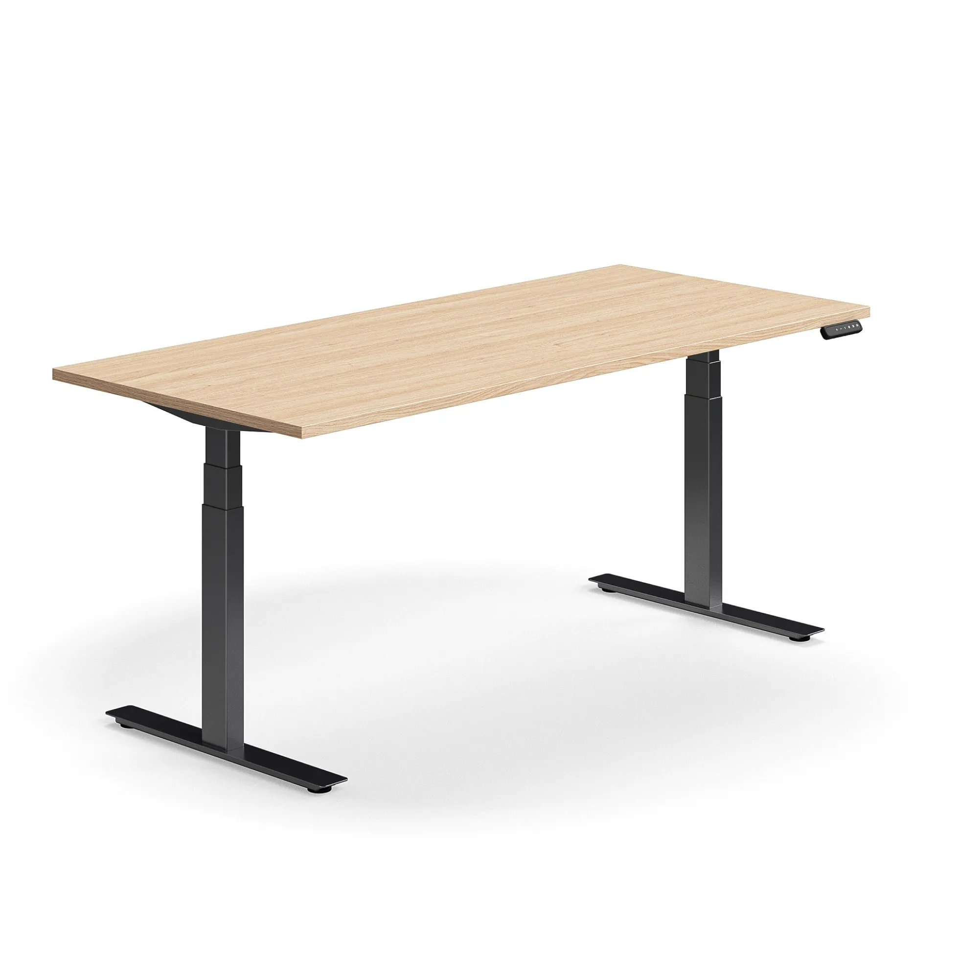 Sähköpöytä QBUS Suora pöytälevy, 1800x800 mm, musta jalusta, tammi
