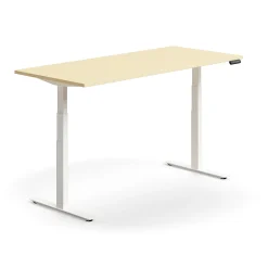 Sähköpöytä QBUS Suora pöytälevy, 1800x800 mm, valkoinen jalusta, koivu
