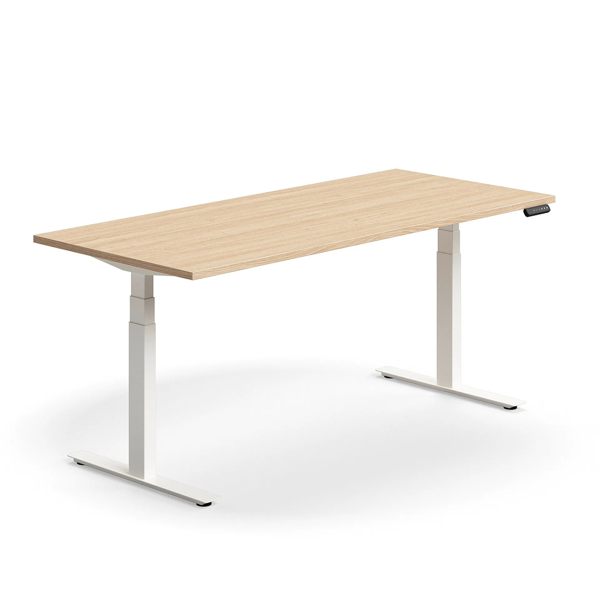 Sähköpöytä QBUS Suora pöytälevy, 1800x800 mm, valkoinen jalusta, tammi