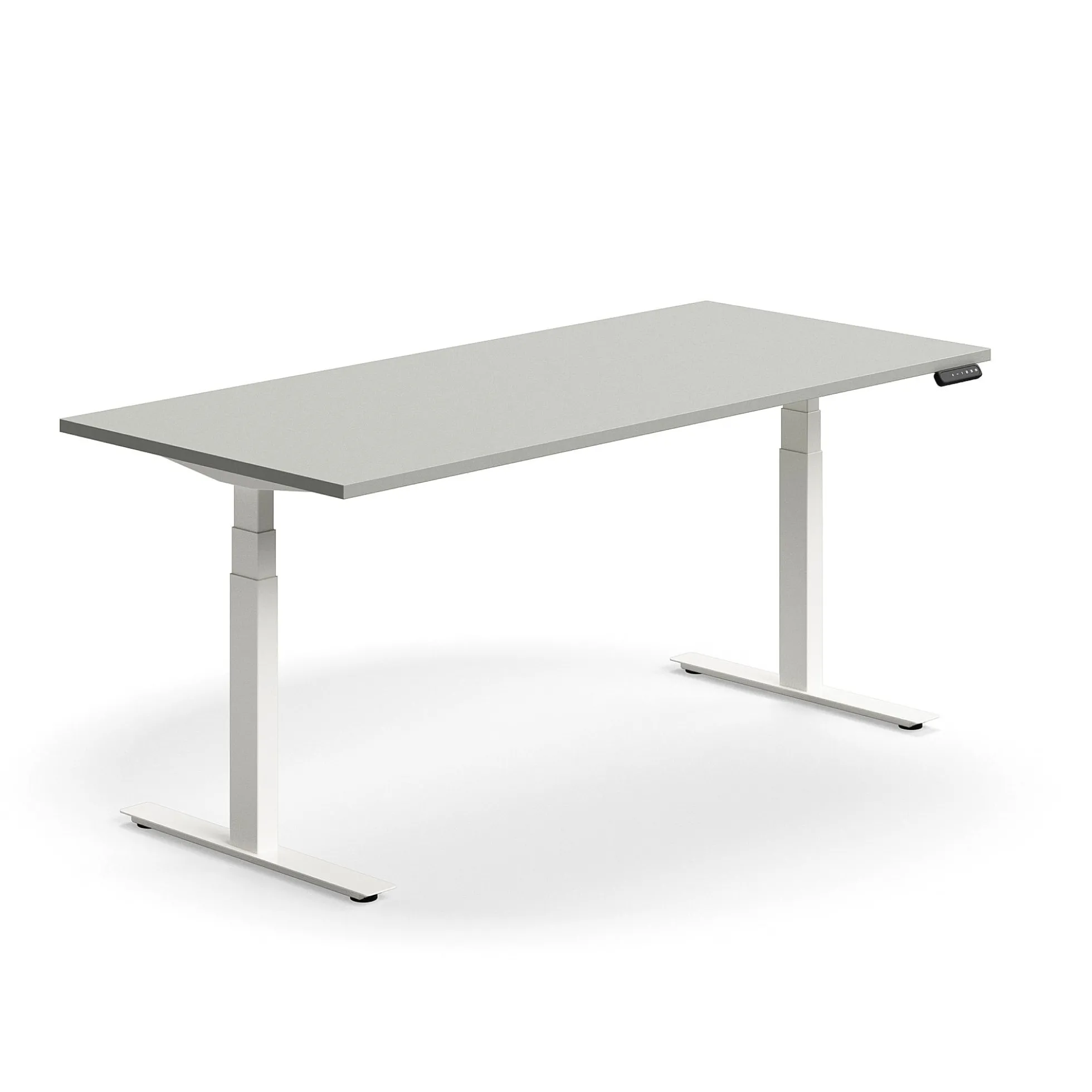 Sähköpöytä QBUS Suora pöytälevy, 1800x800 mm, valkoinen jalusta, vaaleanharmaa