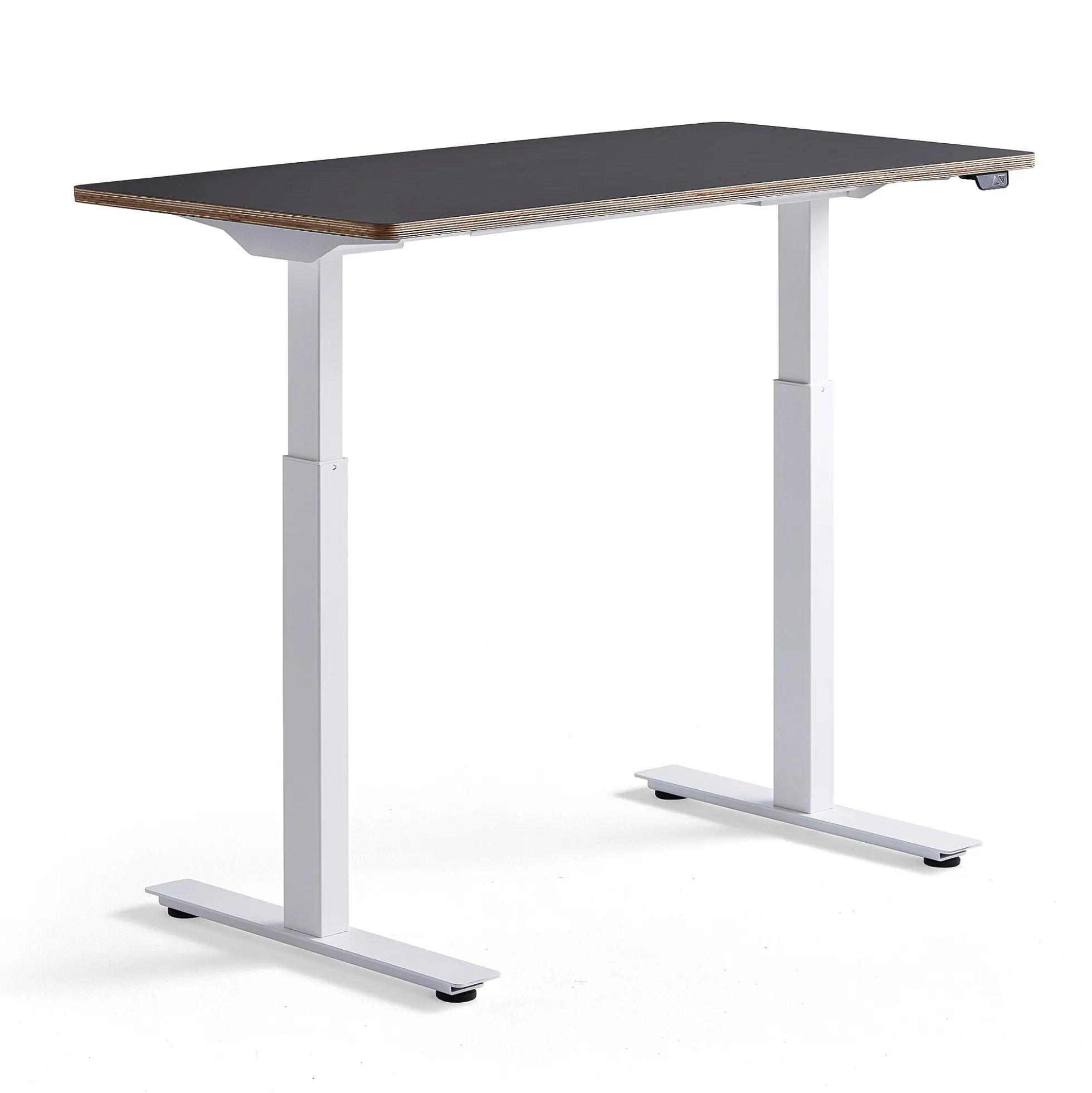 Sähköpöytä 120x60 NOVUS 1200x600 mm, valkoinen jalusta, musta työtaso