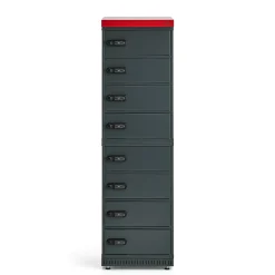 Säilytyskaappi sähköpyörän akuille VOLT 8 lokeroa, 1835x514x455 mm, tummanharmaa