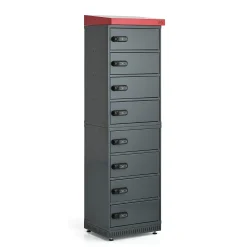 Säilytyskaappi sähköpyörän akuille VOLT 8 lokeroa, 1835x514x455 mm, tummanharmaa
