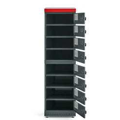 Säilytyskaappi sähköpyörän akuille VOLT 8 lokeroa, 1835x514x455 mm, tummanharmaa