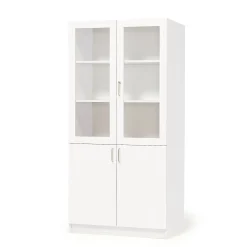 Säilytyskaappi THEO Puolipitkät lasiovet, 1000x470x2100 mm, valkoinen