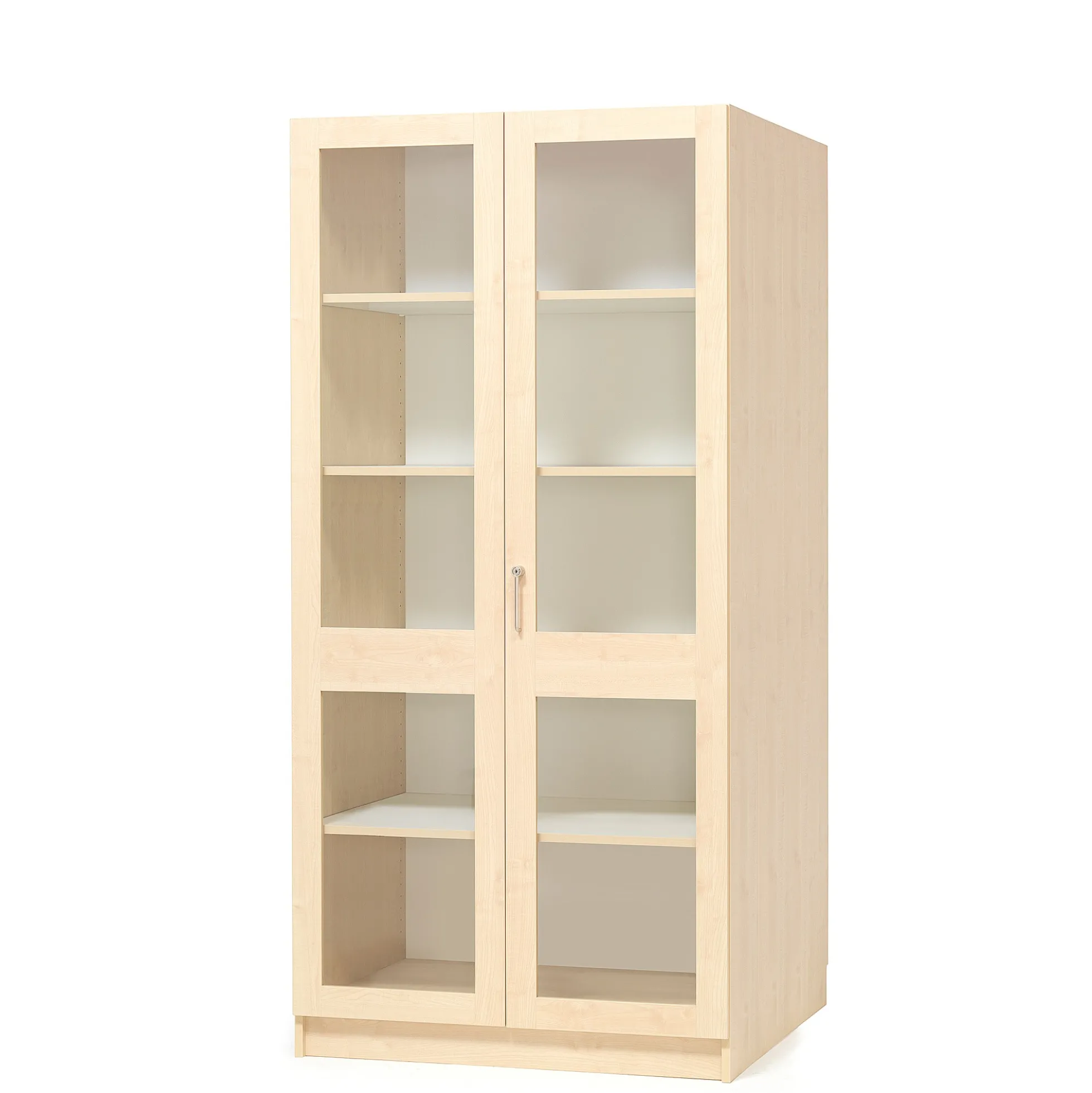Säilytyskaappi THEO Täyspitkät lasiovet, 1000x600x2100 mm, koivu
