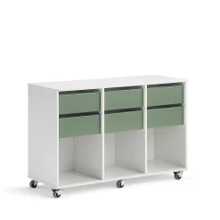 Säilytyslaatikosto CASPER 6 laatikkoa, 3 lokeroa, valkoinen, tummanvihreä