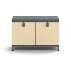 Säilytyspenkki QBUS Jalusta, kahva, 534x800x420 mm, hopeanharmaa, koivu, harmaa istuintyyny