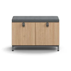 Säilytyspenkki QBUS Jalusta, kahva, 534x800x420 mm, hopeanharmaa, tammi, harmaa istuintyyny