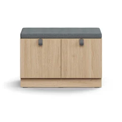 Säilytyspenkki QBUS Sokkeli, kahva, 534x800x420 mm, tammi, harmaa tyyny