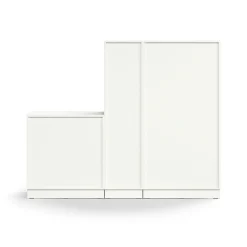 Säilytysratkaisu QBUS Lukollinen kaappi + 4 lokeroa + 4 vetolaatikkoa, sokkeli, kahvat, 1636x2000x420 mm, valkoinen
