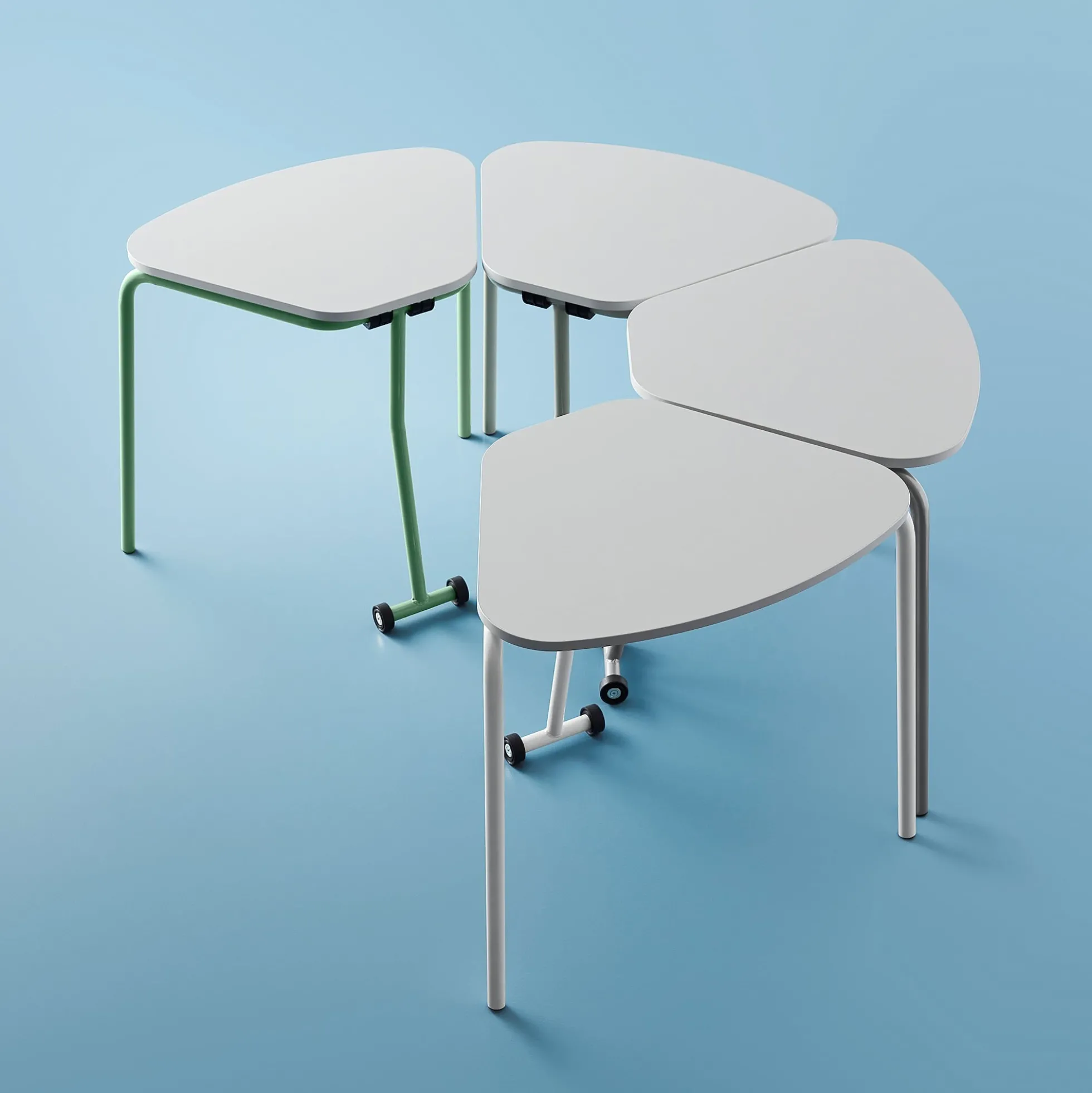 Taittopöytä HEX 740x800x620 mm, valkoinen, harmaa