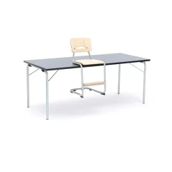 Taittopöytä NICKE 1800x800x720mm, hopeanharmaa, tummanharmaa linoleumi