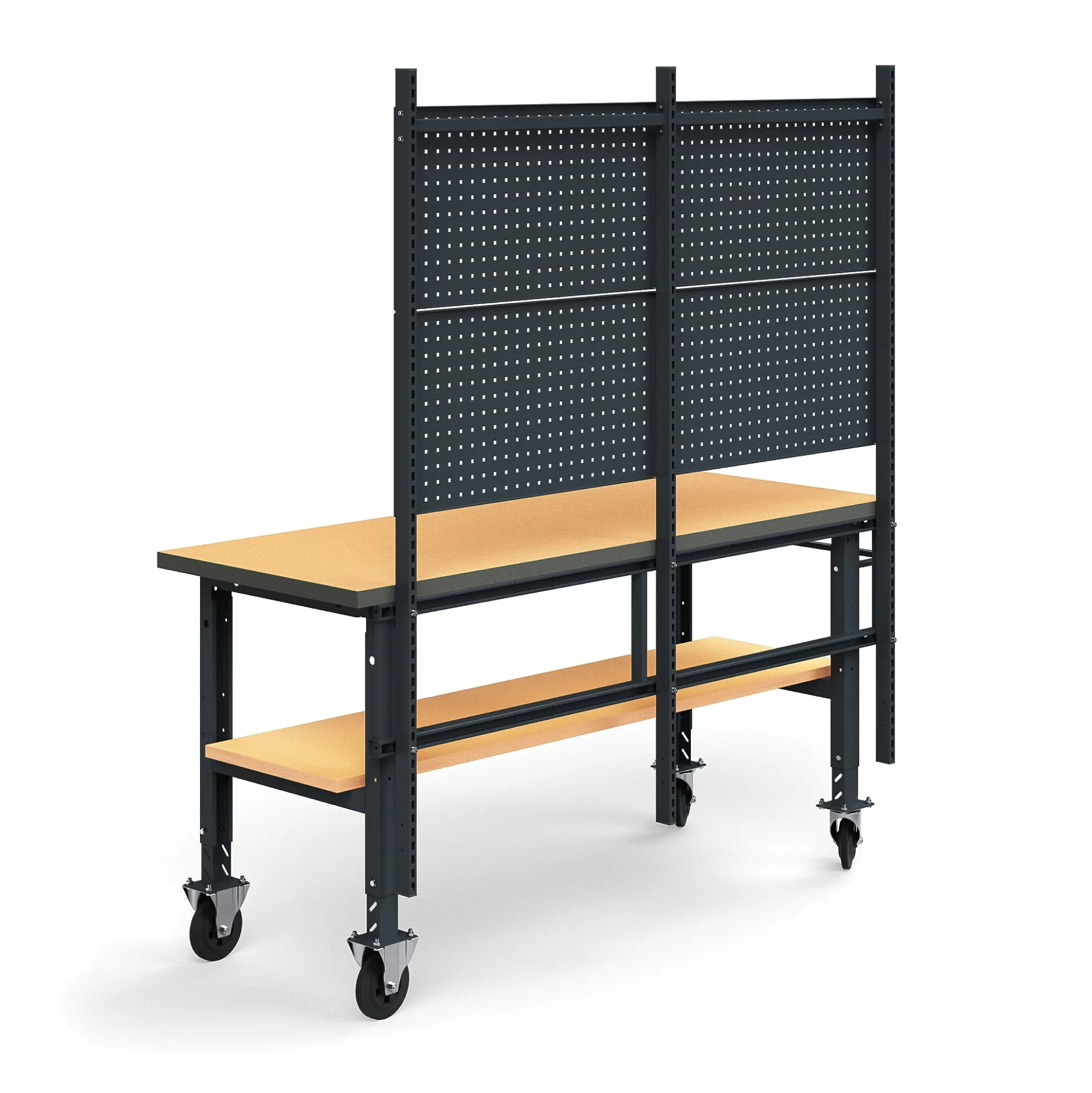 Teollisuuspöytäkokonaisuus TRUST Siirrettävä, työkalupaneeli, alahylly, 2000x760 mm, kovalevy