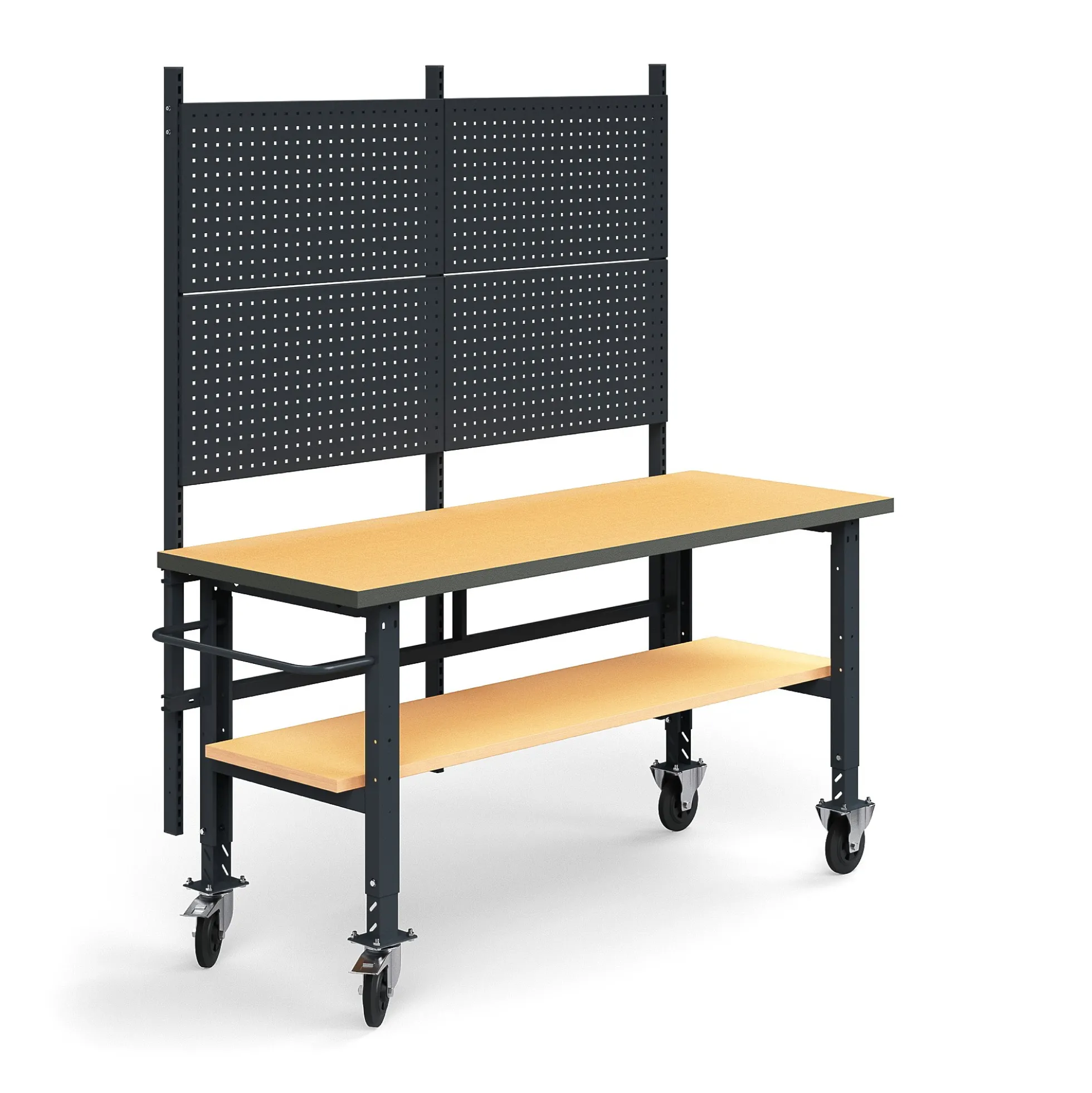 Teollisuuspöytäkokonaisuus TRUST Siirrettävä, työkalupaneeli, alahylly, 2000x760 mm, kovalevy