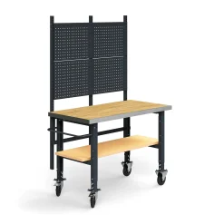Teollisuuspöytäkokonaisuus TRUST Siirrettävä, työkalupaneeli, alahylly, 1500x760 mm, tammiparketti